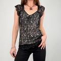 black lace flutter vest