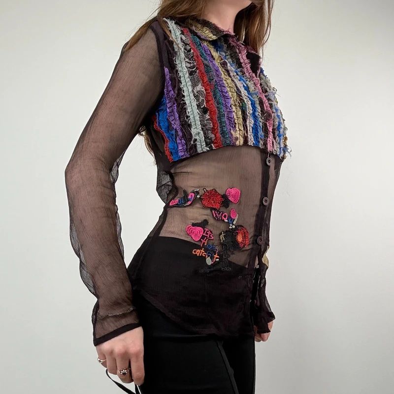 Desigual embroidered Sheer Shirt