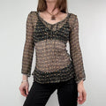 sheer polkadot silk blouse