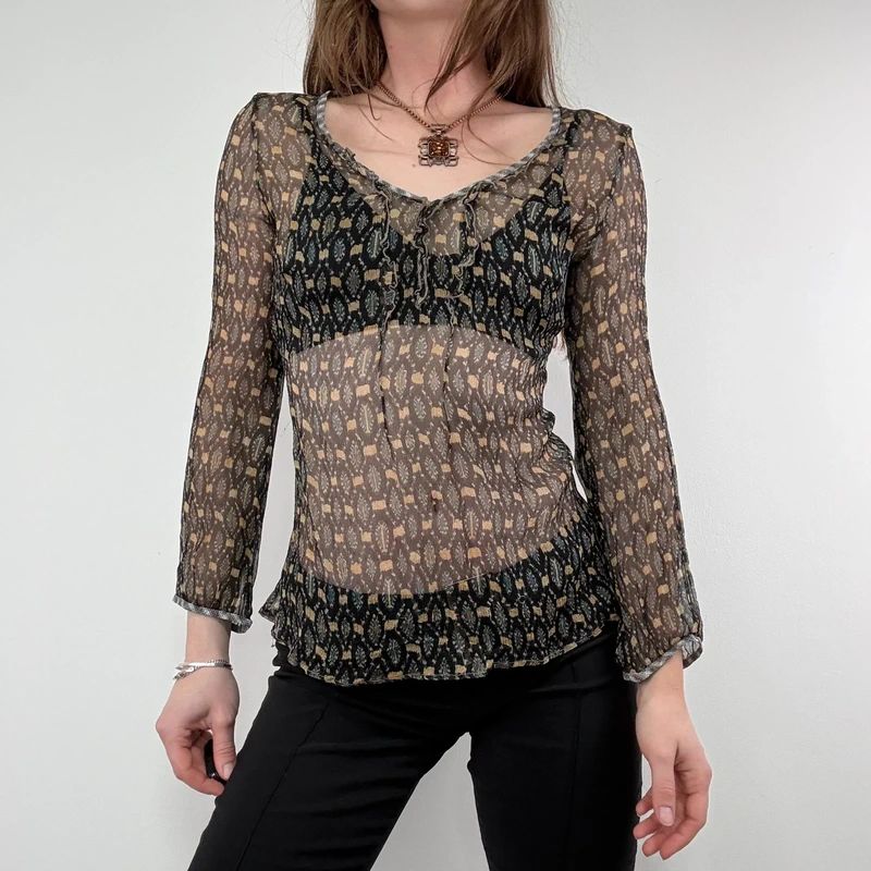 sheer polkadot silk blouse