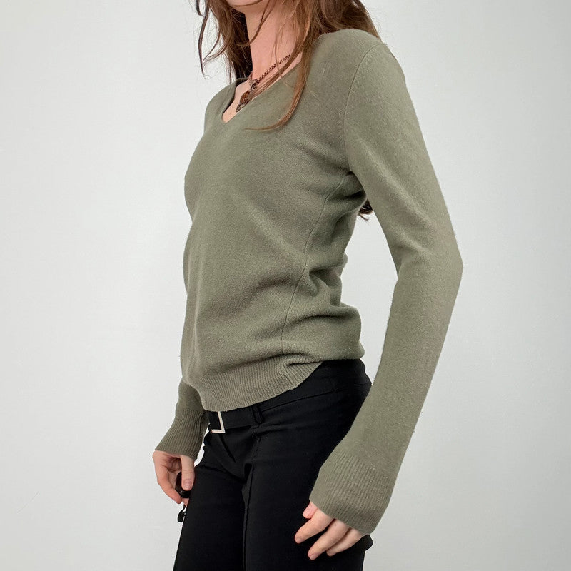 khaki wool knitted jumper