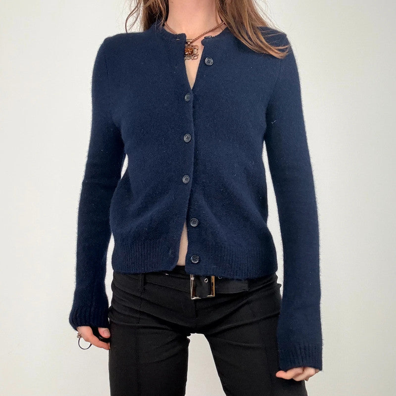 navy blue wool knitted cardigan