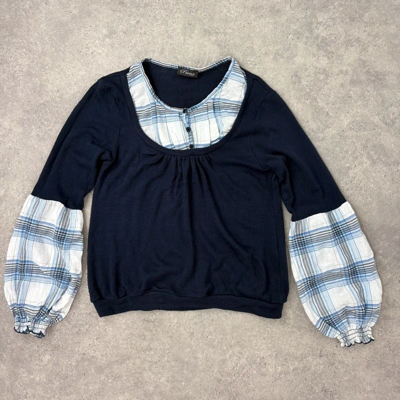 navy layered shirt jumper