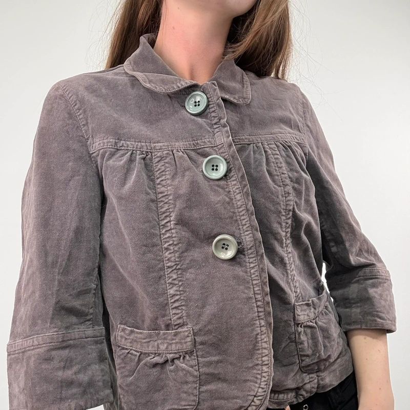 cropped button flared mini jacket