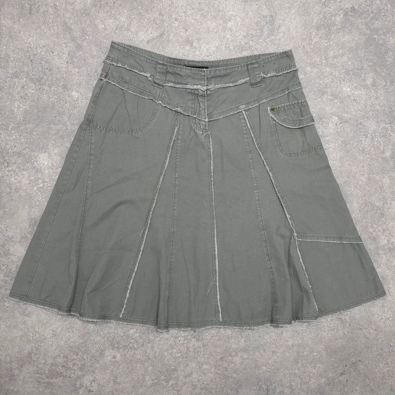 khaki denim distressed skirt