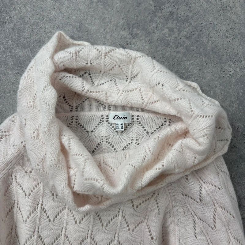 pale pink angora knitted pale pink flared jumper