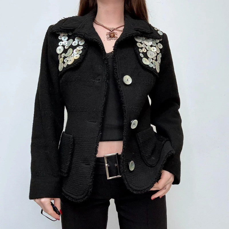 black mother of pearl button jacket
