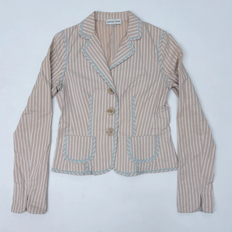 fitted pinstripe flared jacket