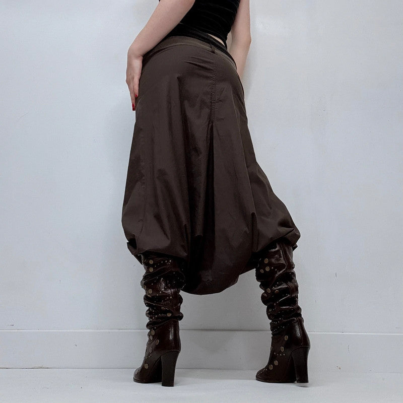 Cop Copine brown pleated drop waist fold waist trousers