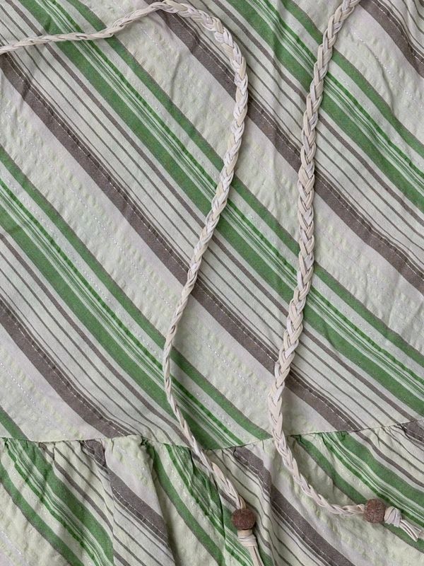 Pinstripe ruffle boho Y2K midi skirt