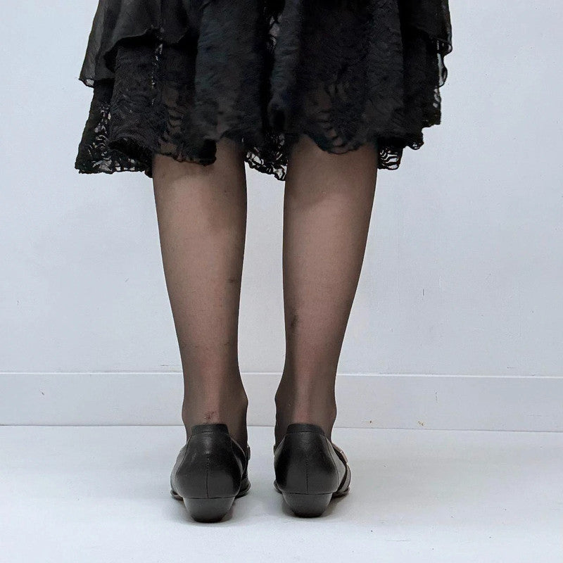 black pointed studded ballet flats