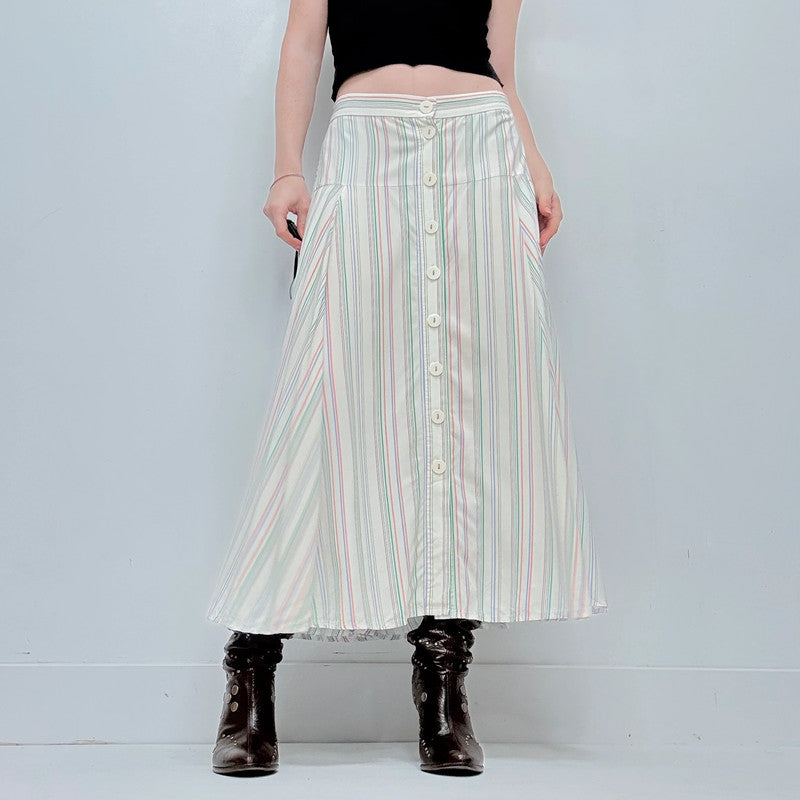 white flared pinstripe circle skirt