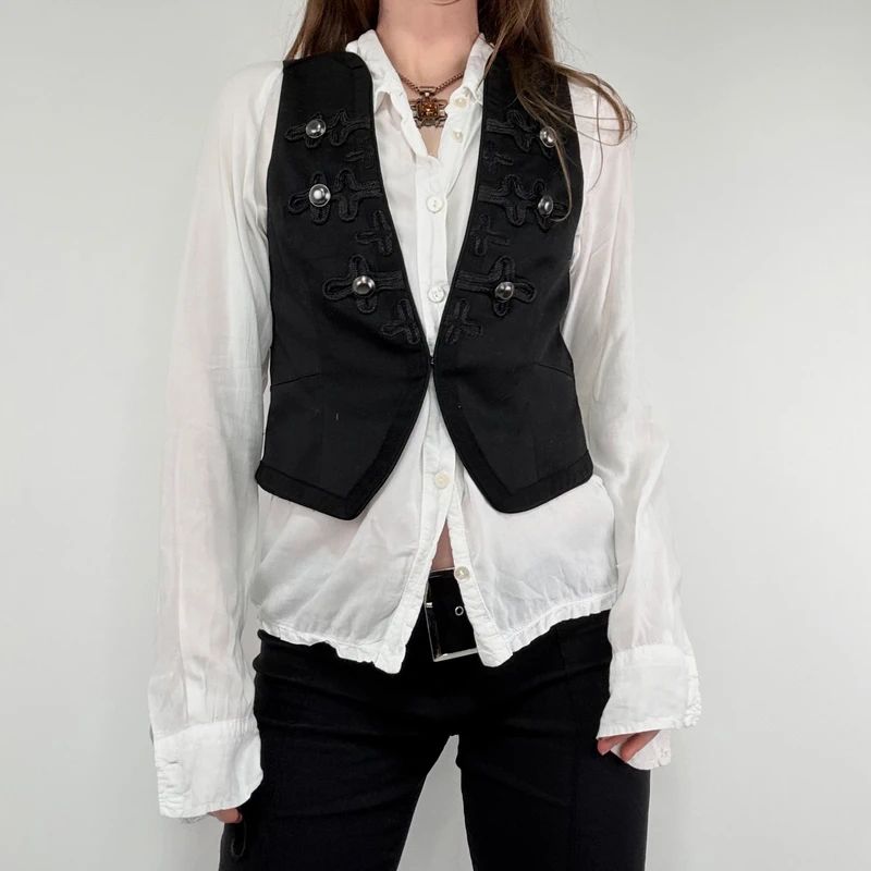black military cropped napolionic waistcoat