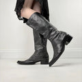 black leather pointed toe leather boots