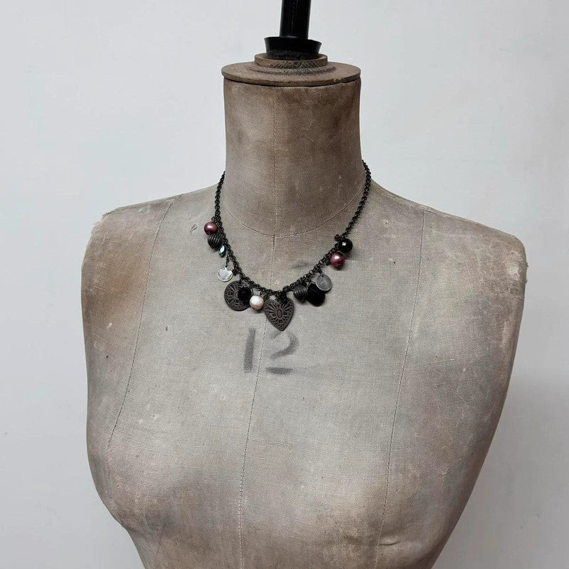 beaded charm necklace