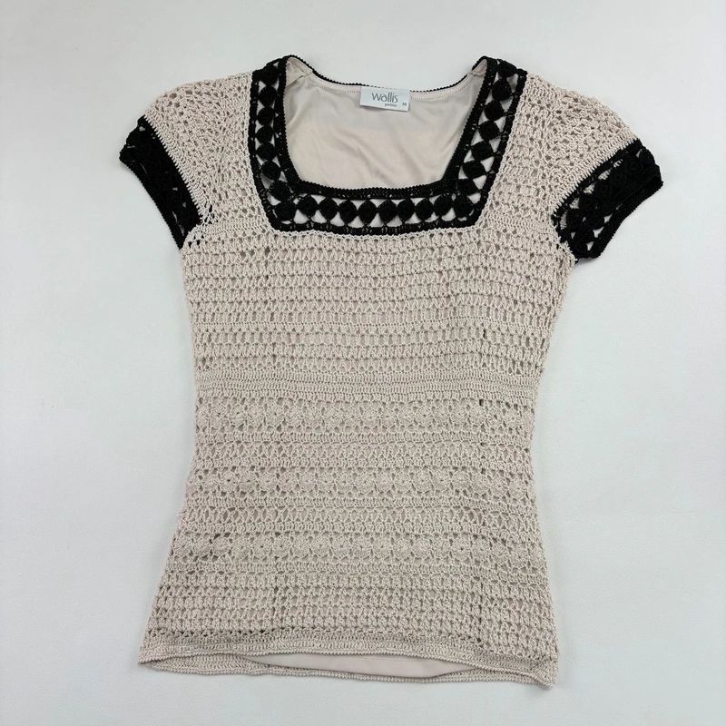 Crochet Lace Knit Cream top