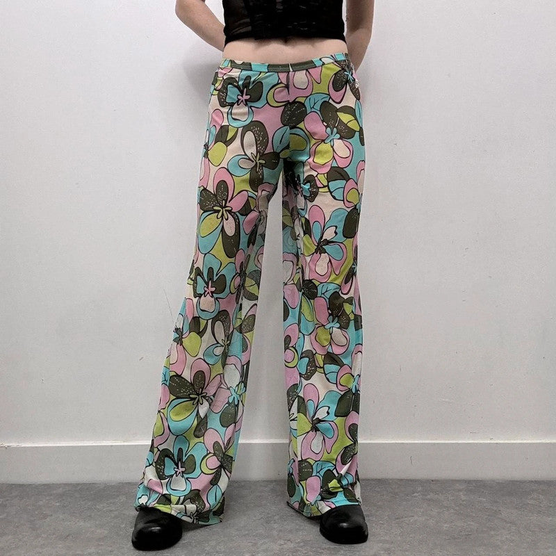 mesh sheer wide-leg pants