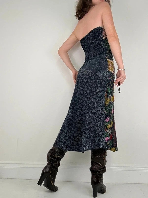 beaded hippy boho floral embellished midi dress