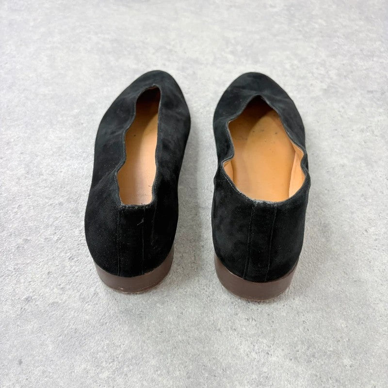 Sezane black leather suede ballet flats
