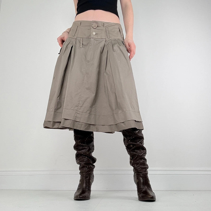 structured pleated khaki skirt