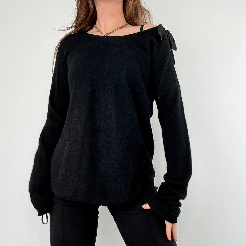 black asymmetric cashmere jumper