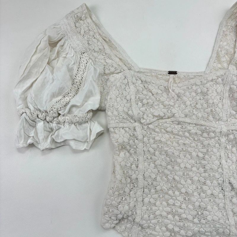 Free people puff lace Lace Milkmaid Blouse