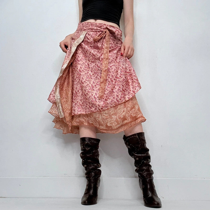 silk floaty paisley silk boho wrap skirt