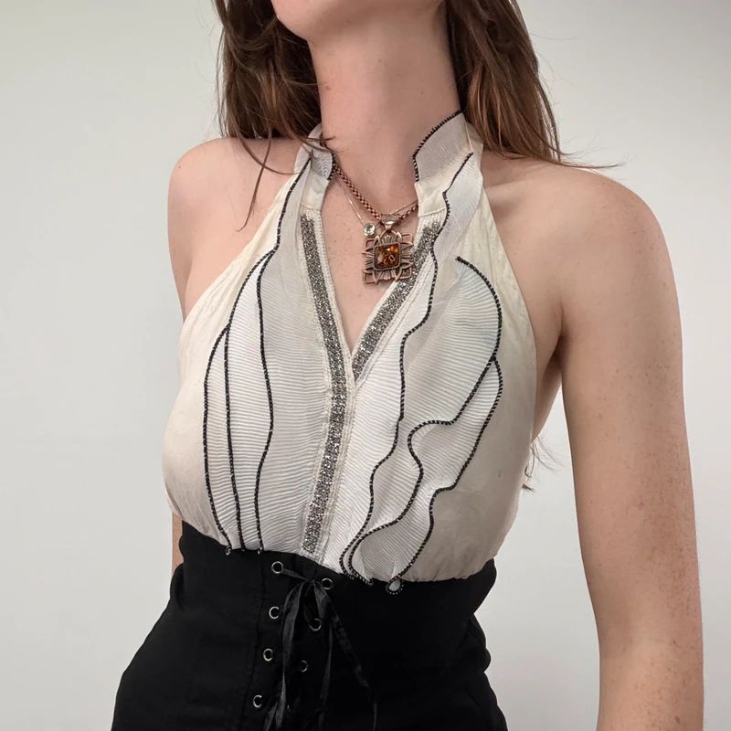 Corset Lace-Up Ruffle Goth Shirt vest top