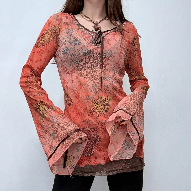 Bell flare paisley hippie fairy shirt