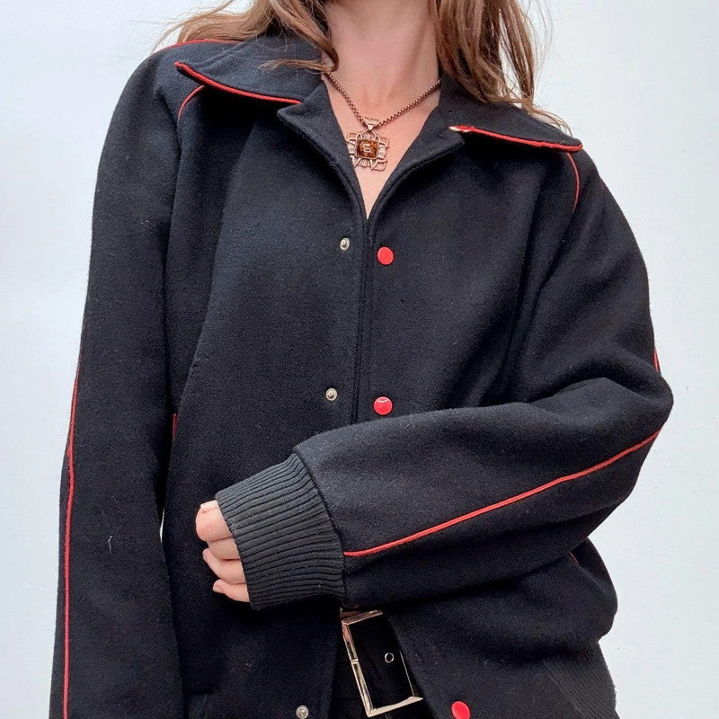 navy wool slouchy bomber jacket