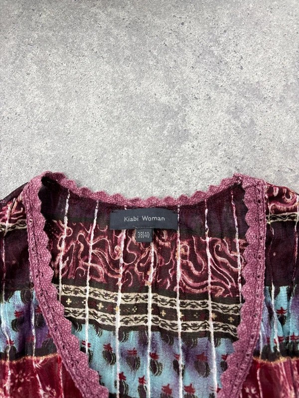 Mesh paisley boho layered graphic summer t-shirt