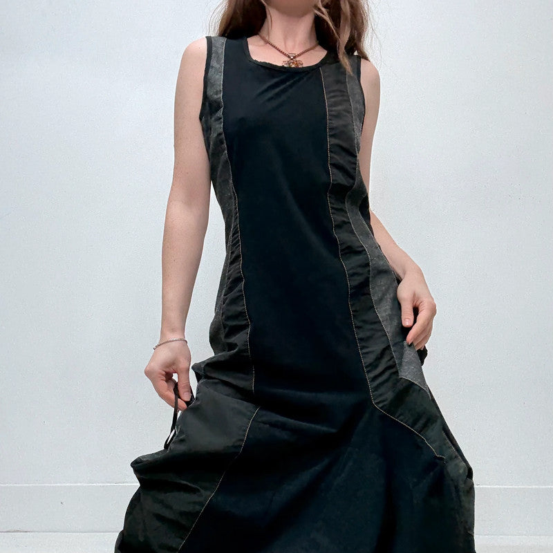 structured grunge flared maxi dress