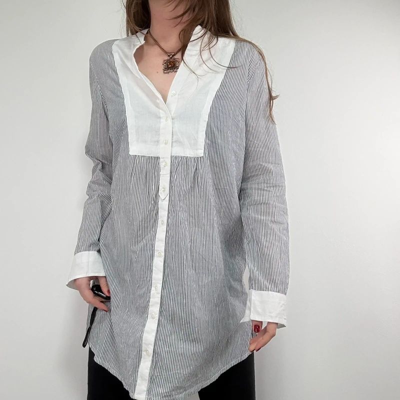 pinstripe cotton long shirt