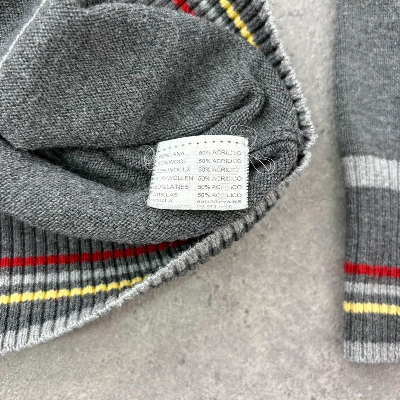 grey cropped knit pinstripe cardigan