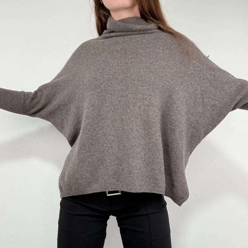 brown slouchy cashmere batwing jumper