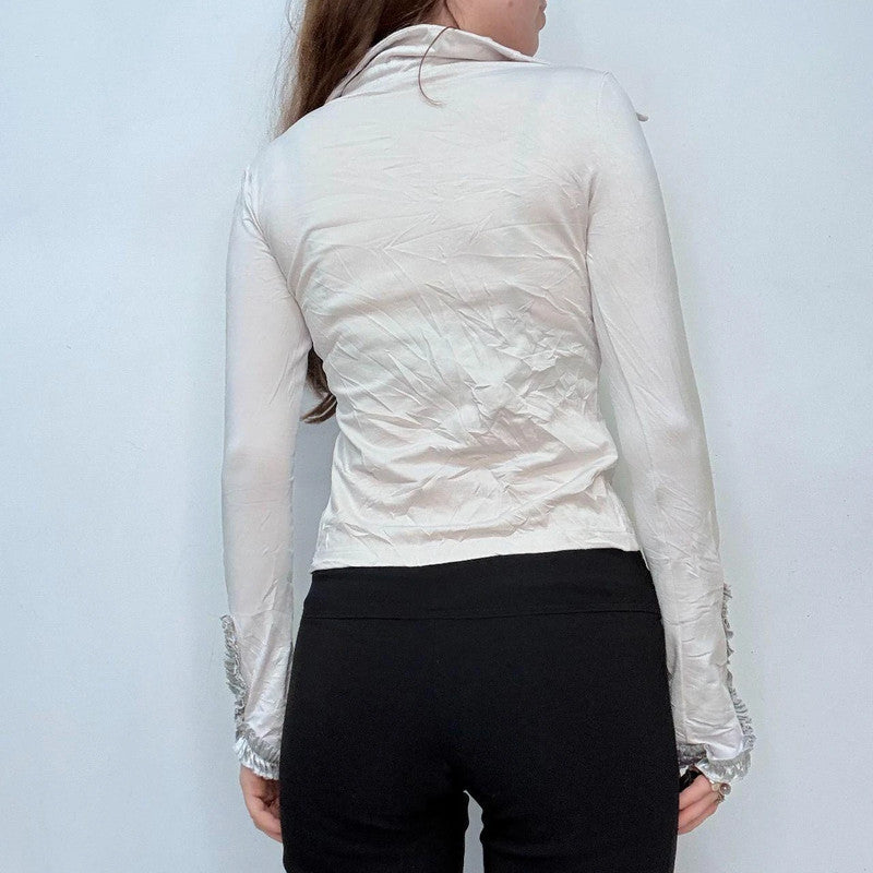 white lace up corset crinkle shirt
