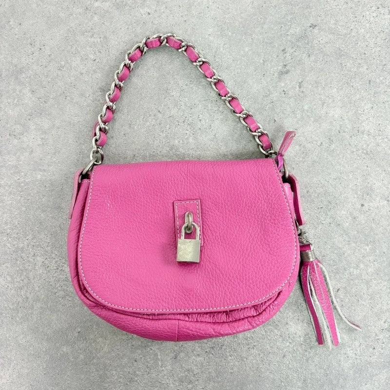 Pink leather chain shoulder bag