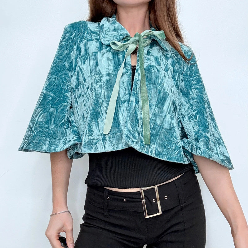 vintage flared velvet bed jacket