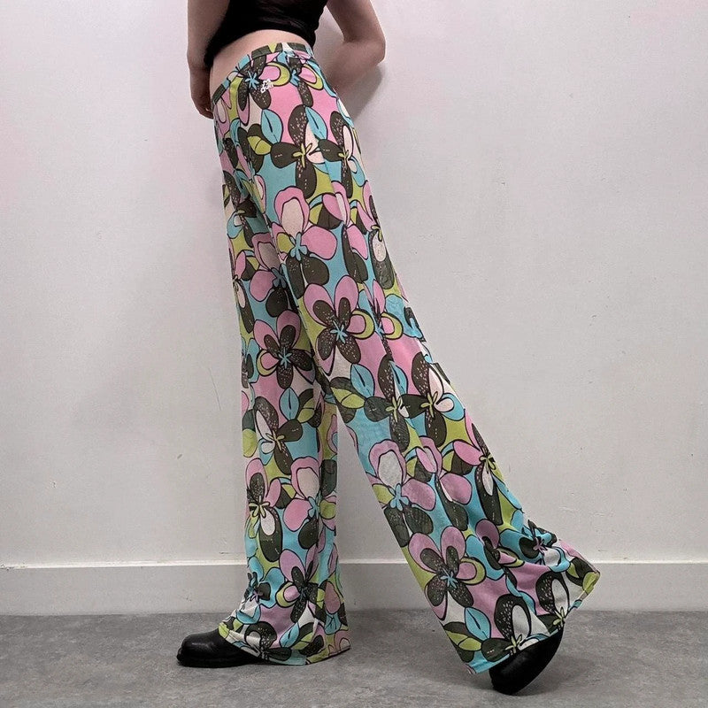 mesh sheer wide-leg pants