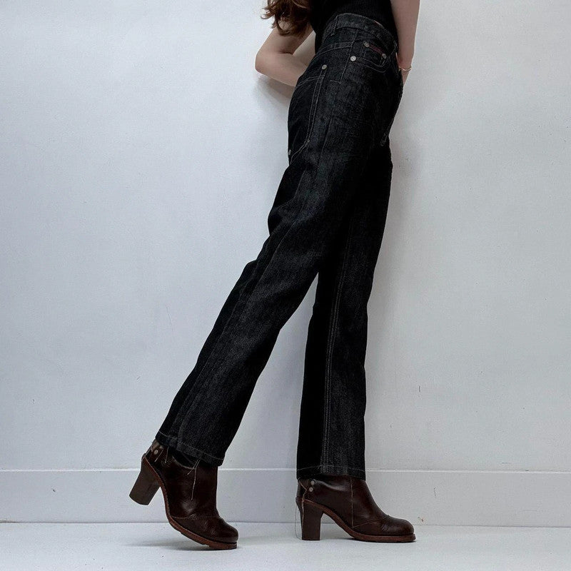 dark denim salvage wash fitted jeans