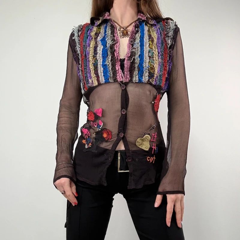 Desigual embroidered Sheer Shirt