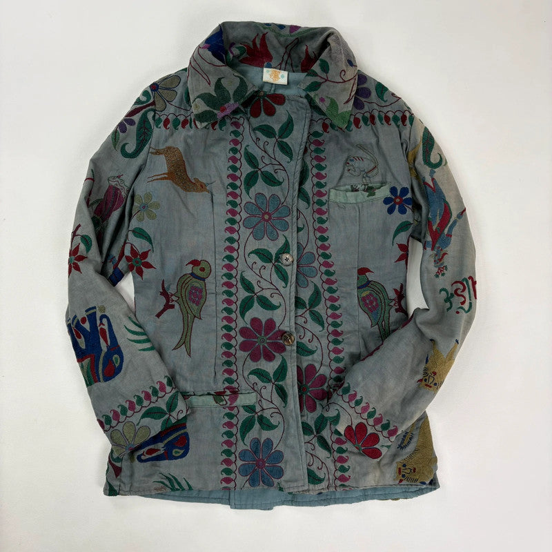 Khaki embroidered boho hippie jacket