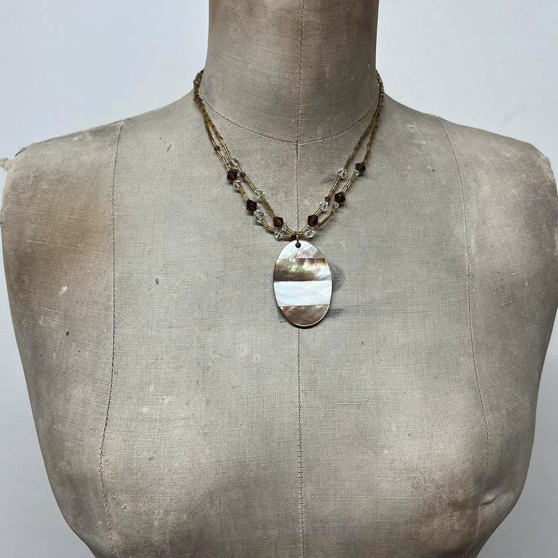 Layered beaded shell necklace