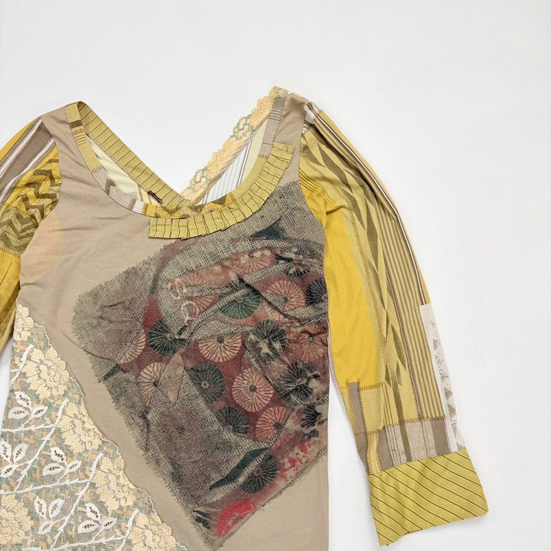 *Save the Queen* khaki lace patterned top