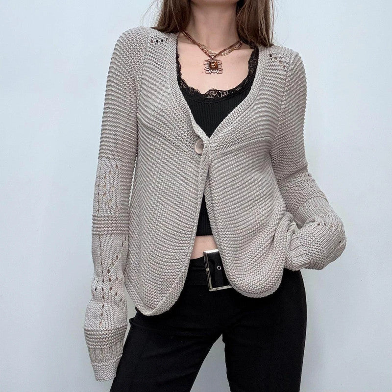 slouchy grey minimalist cardigan