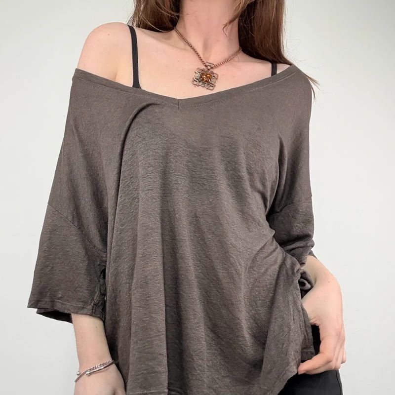 brown slouchy batwing t-shirt