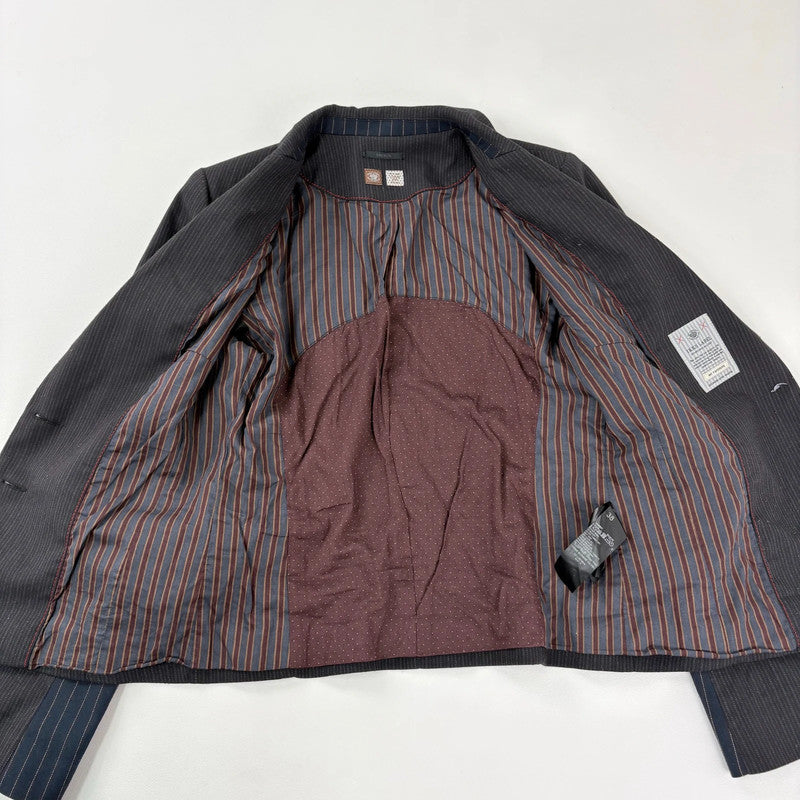 Boxy pinstripe utility blazer