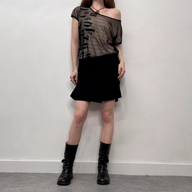 slouchy mesh graphic layered dress