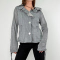 grey crinkle flared ruffle jacket