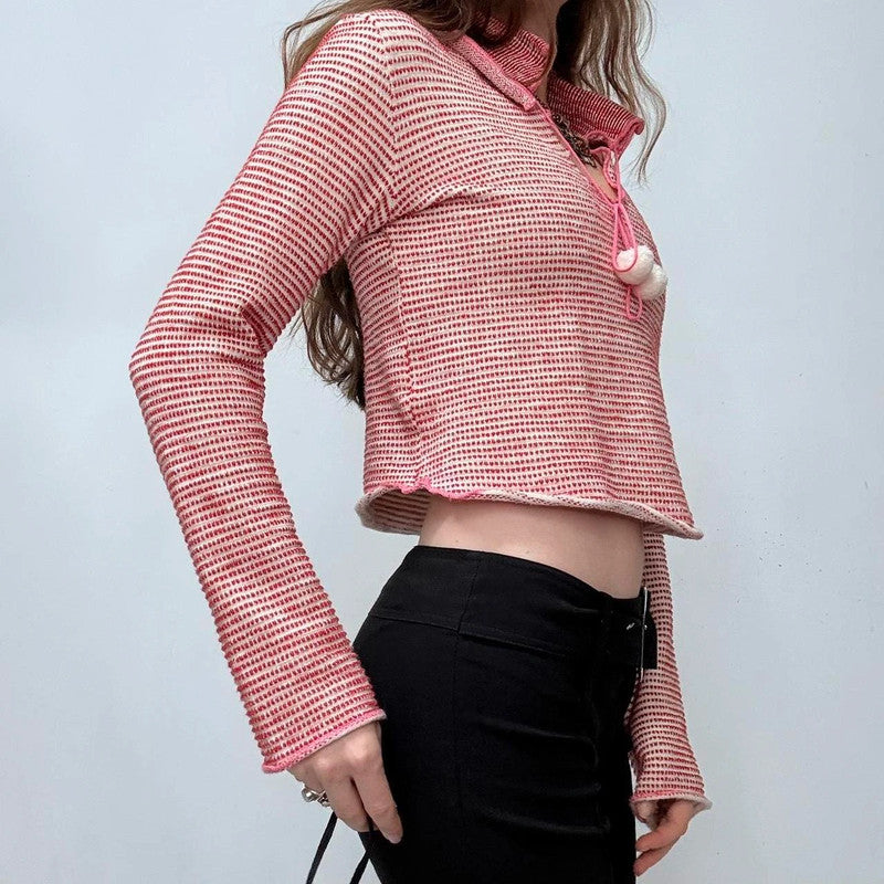 pink flared cropped knit diesel jumper